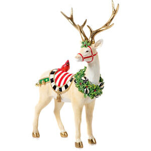 Mackenzie Childs Jolly White Standing Deer 16.5" Christmas Holiday Decor New